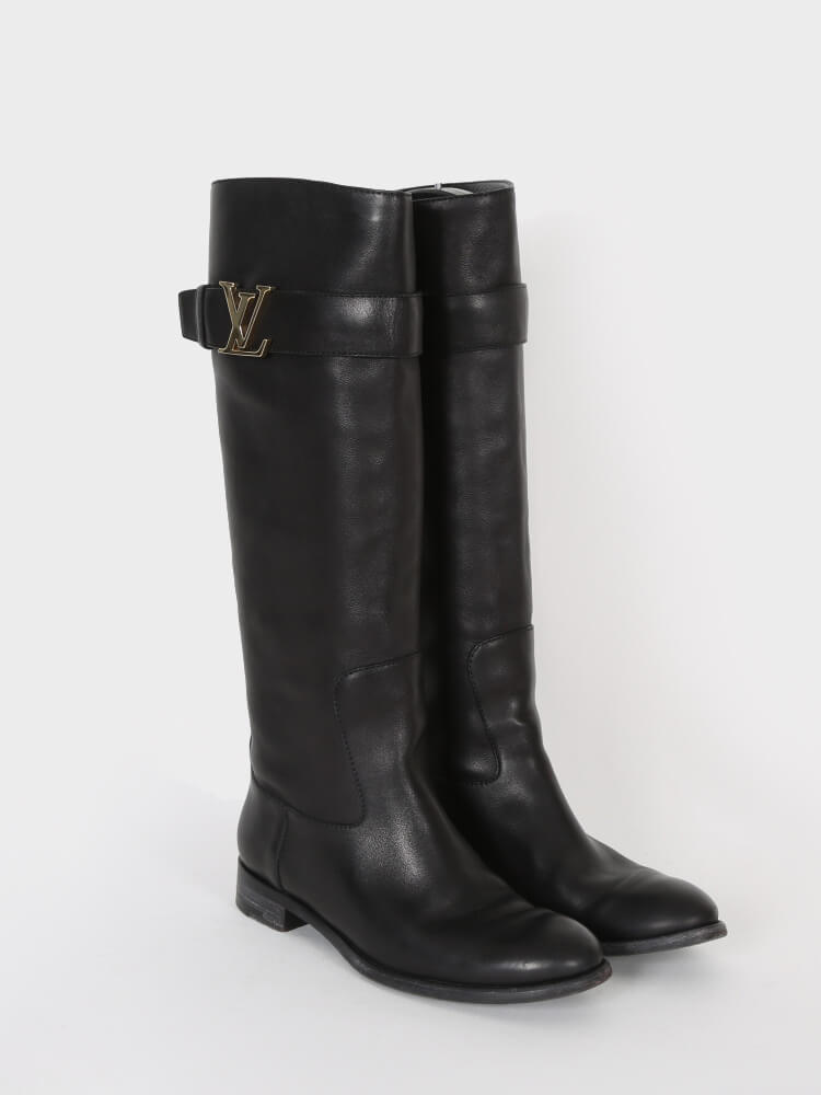 Héritage leather riding boots Louis Vuitton Black size 36 EU in