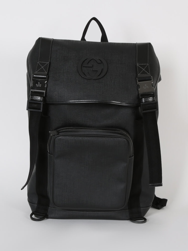 Jumbo GG backpack in black leather