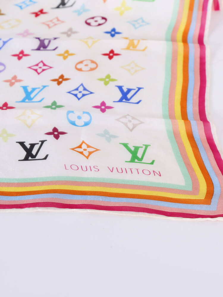 Louis Vuitton Monogram Multicolor Long Rectangular Logo Silk