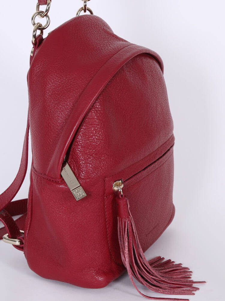 Coccinelle Leonie Leather Backpack Burgundy www.luxurybags.eu