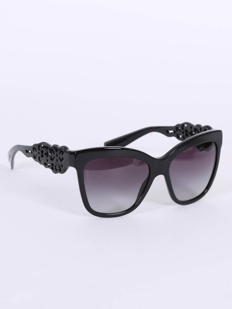 Dolce & Gabbana - Baroque Detail Plastic Sunglasses Black |  