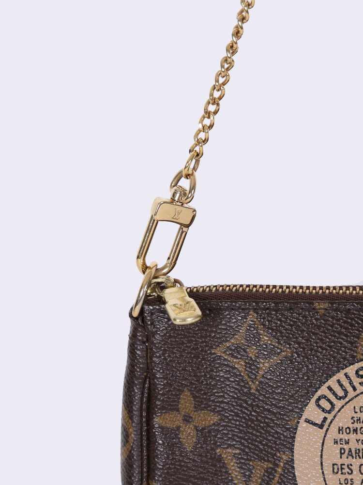 Louis Vuitton Classic Monogram Canvas Mini Pochette Bag.  Luxury, Lot  #77023