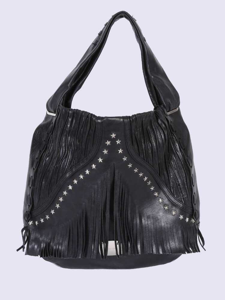 Jimmy Choo Iman Star Studded Fringe Shoulder Bag Black www.luxurybags.eu