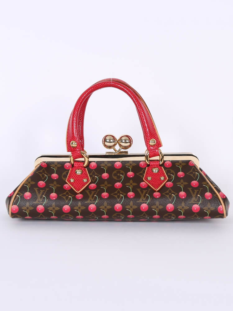 Louis Vuitton Limited Edition Monogram Cerises Lizard Sac Fermoir PM  Handbag, Louis Vuitton Handbags