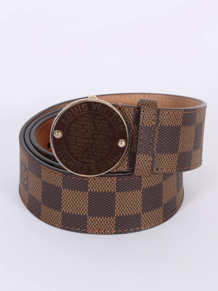 Louis Vuitton Monogram Canvas Trunks and Bags Round Buckle Belt 90