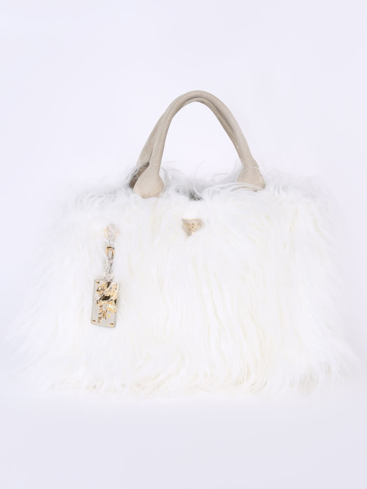 Prada Eco Kidassia Faux Fur Garden Handbag (SHG-30403) – LuxeDH