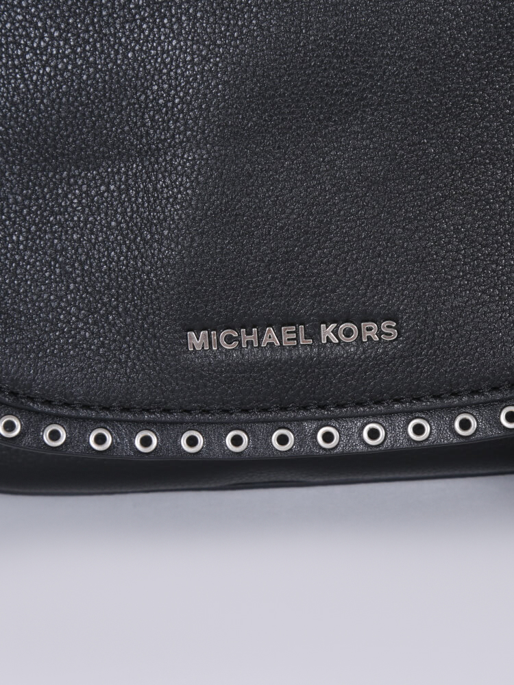 Michael Kors Brooklyn Medium Saddle Bag Black Leather 30F6ABNM8L