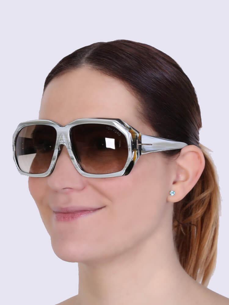 Tom Ford - Elise Tortoise Plastic Sunglasses Grey 