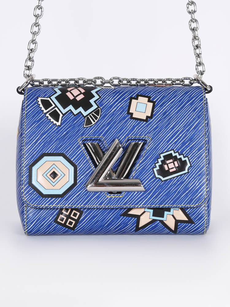 Louis Vuitton Blue Denim Aztec EPI Leather Twist Wallet on Chain Bag