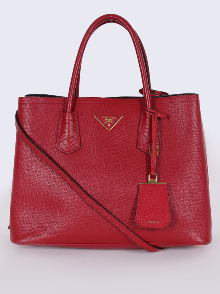 Prada double store bag red