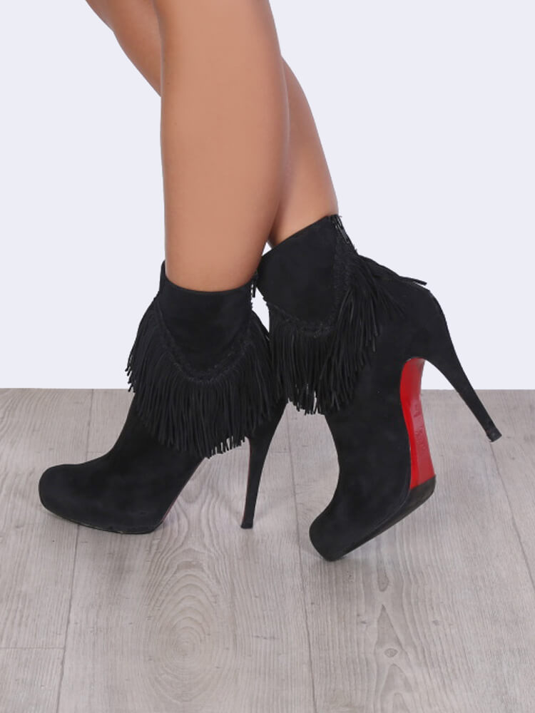 Louboutin fringe heels hotsell