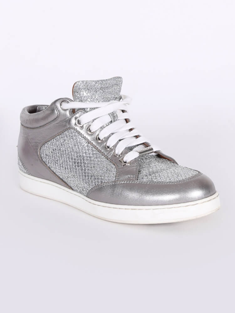 JIMMY CHOO KAI NAPPA FINE GLITTER SNEAKER 36