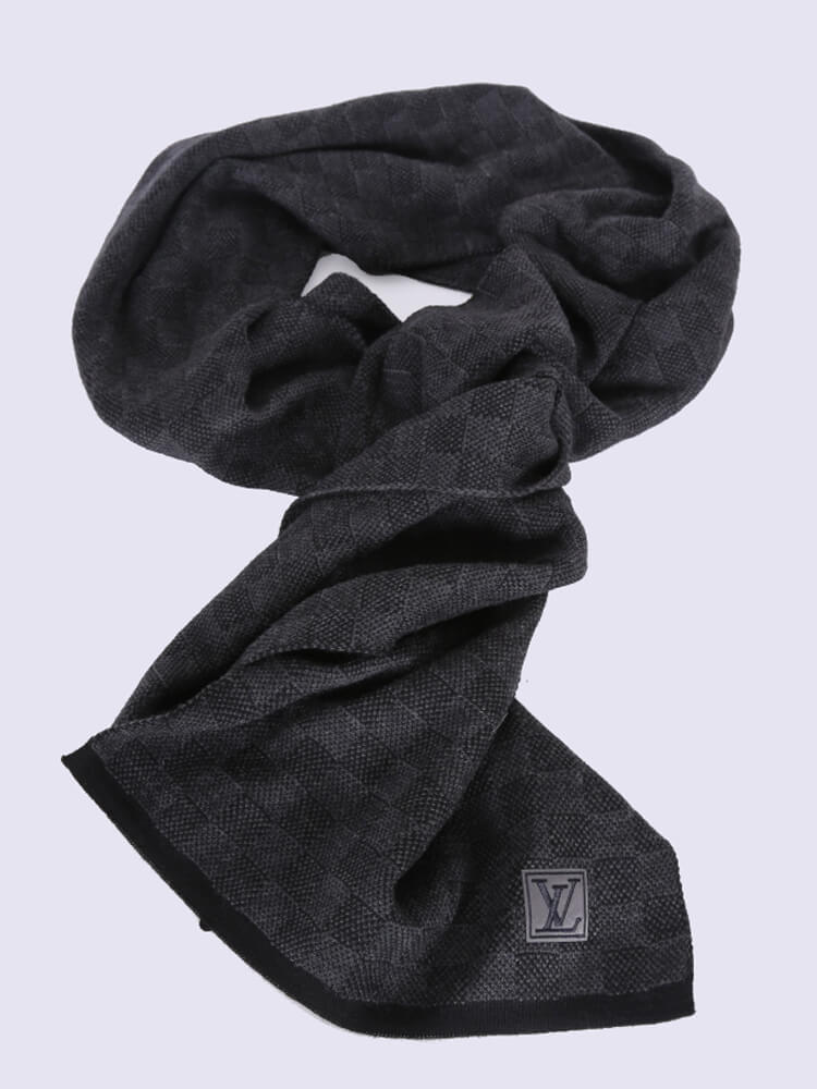 Louis Vuitton Black/Grey Wool Petit Damier Scarf