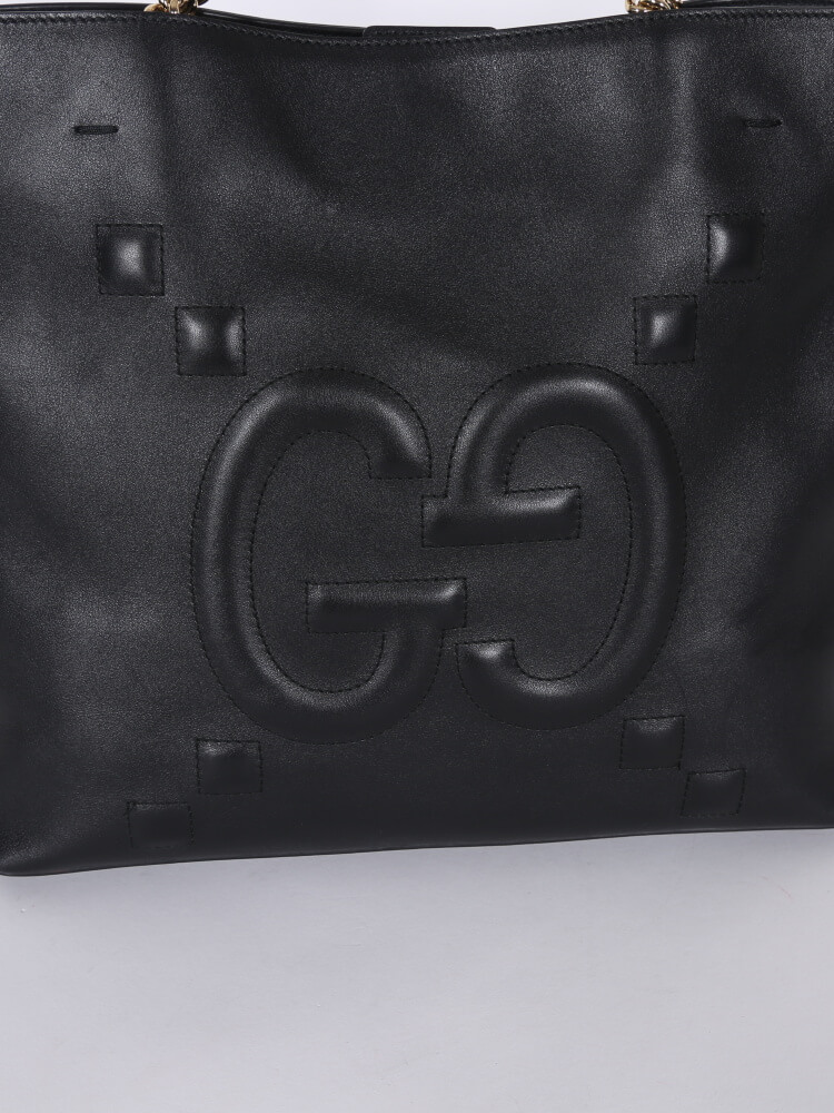 GUCCI chain tote bag GG canvas leather black 196750 made in Italy from  japan