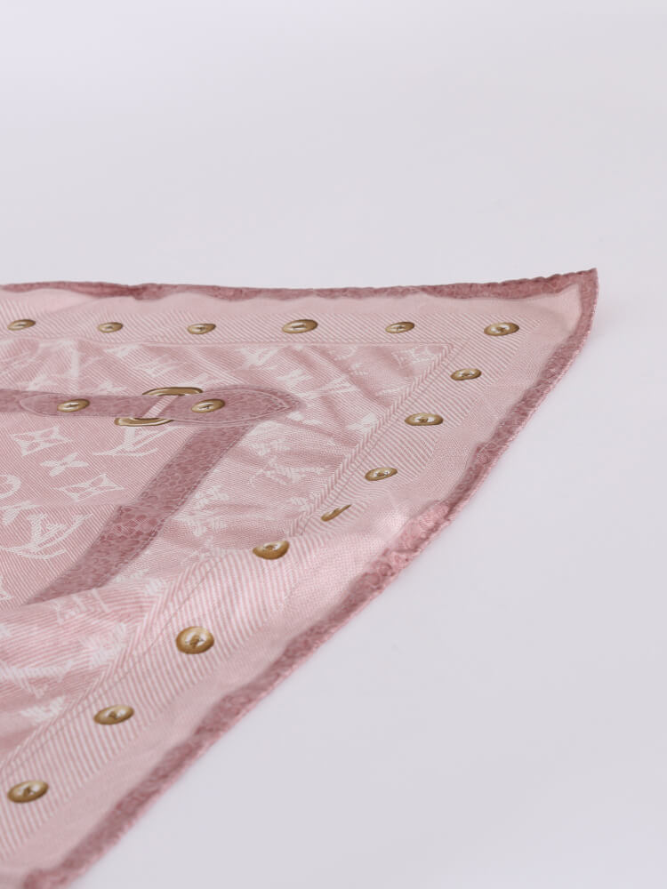 LOUIS VUITTON Silk Monogram New Denim Bandeau Rose Clair 99195