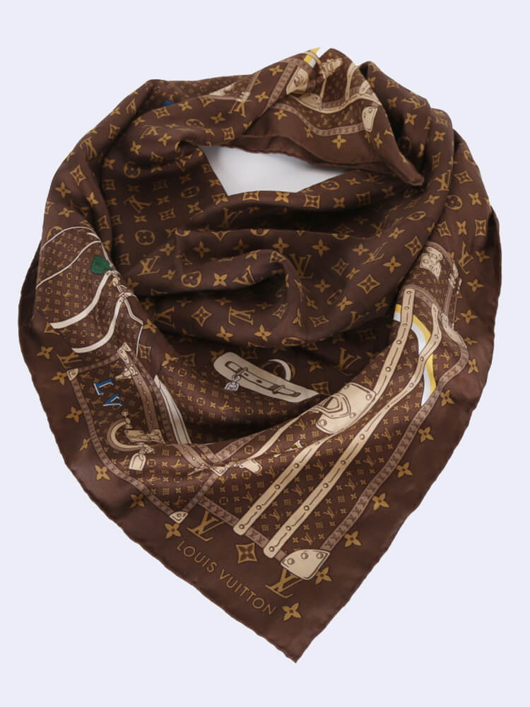 Louis Vuitton Travel Trunks & Bags Monogram Brown Silk Scarf – Vintage by  Misty