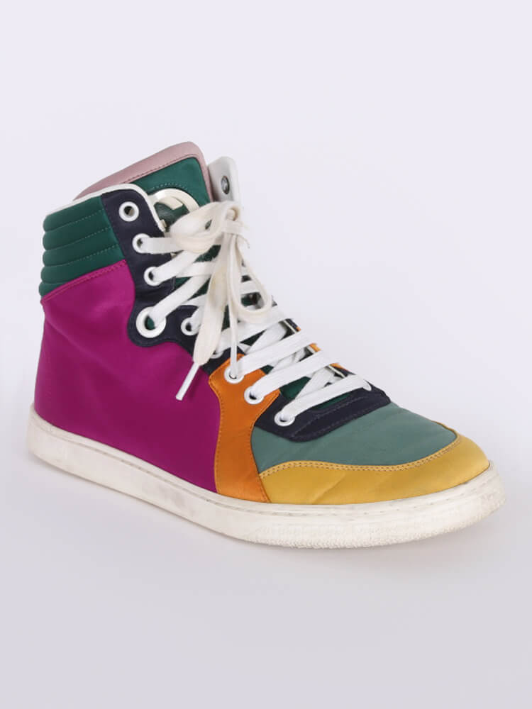 Gucci - Coda Interlocking Colourful Satin High Top Sneakers 38,5 |  Www.Luxurybags.Eu