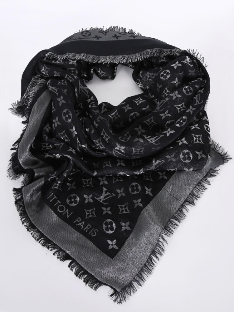 Louis Vuitton, Accessories, Louis Vuitton Monogram Shawl Black Lurex  M7523