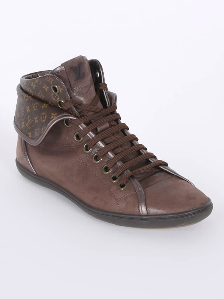 LOUIS VUITTON NOUMEA SNEAKERS 38 IN MONOGRAM CANVAS AND SUEDE SHOES Brown  ref.784643 - Joli Closet