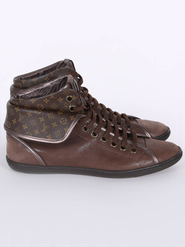 LOUIS VUITTON NOUMEA SNEAKERS 38 IN MONOGRAM CANVAS AND SUEDE SHOES Brown  ref.784643 - Joli Closet