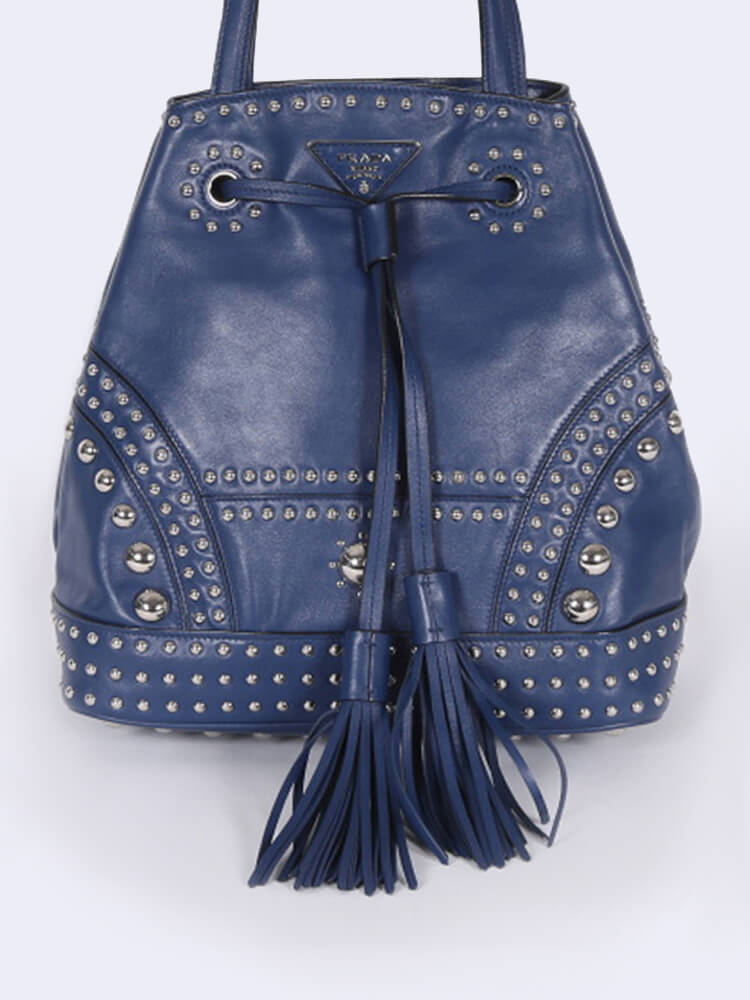 Prada studded bucket online bag