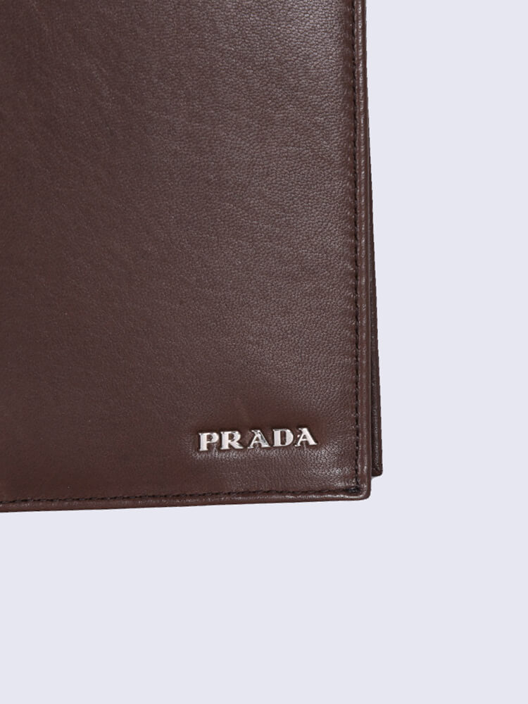 Prada - Lambskin Men Agenda Wallet Dark Brown 