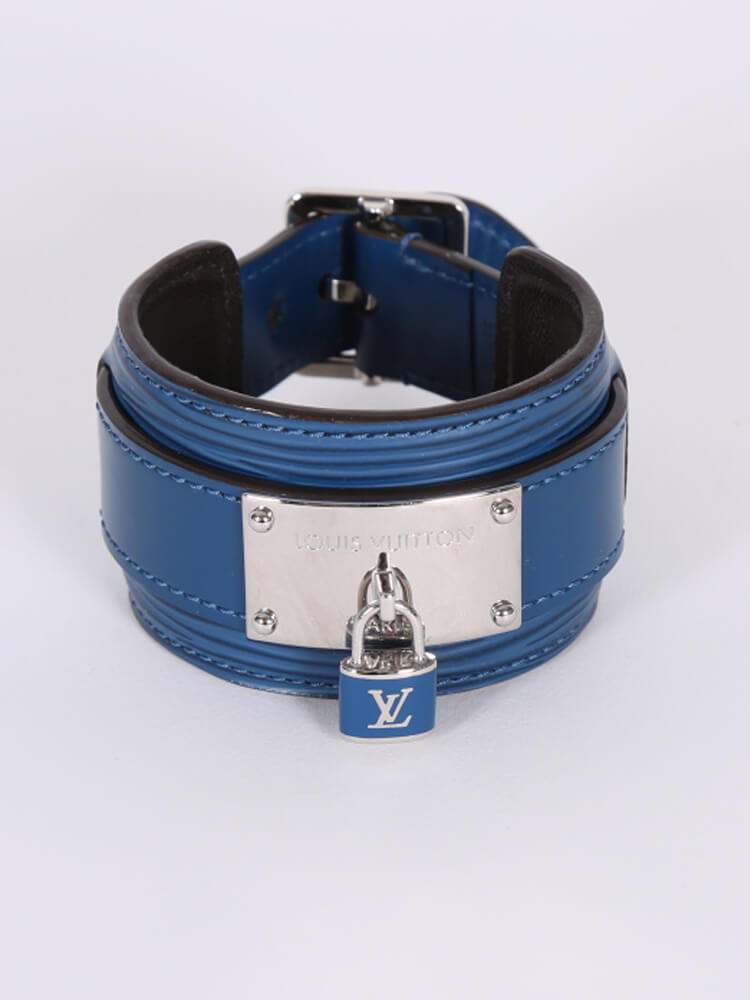 Louis Vuitton Champs Elysées Bracelet Navy Blue Leather. Size NA