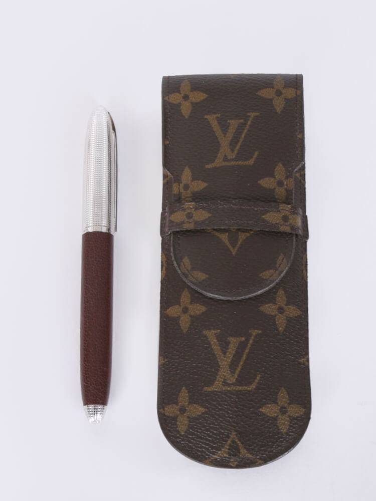 Amn Shop - Louis Vuitton Roller Pen Classic Brown Silver