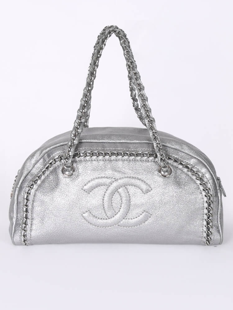 Authentic CHANEL Gold Luxe Ligne Bowler Bag 