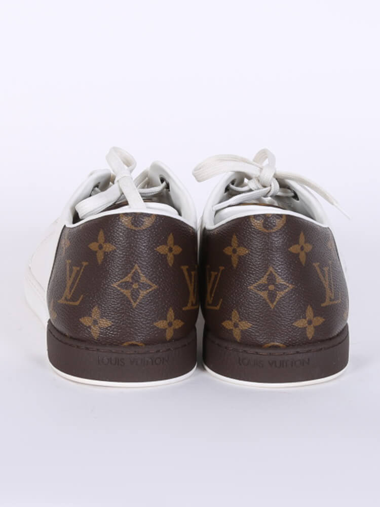 LOUIS VUITTON Canvas Monogram LV Squad Sneaker Boots 36.5 White