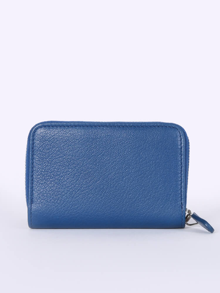 Chanel - CC Lucky Clover Leather Small Zippy Coin Purse Blue