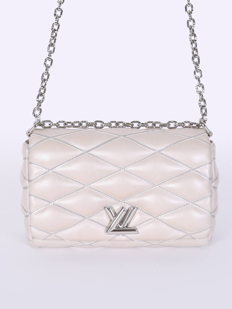 Louis Vuitton White Quilted Lambskin Leather GO-14 Malletage MM Bag –  Bagaholic