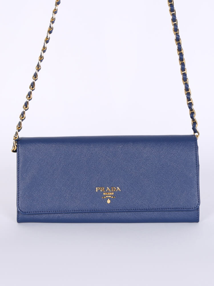 Prada - Saffiano Leather Wallet On Chain Cornflower 