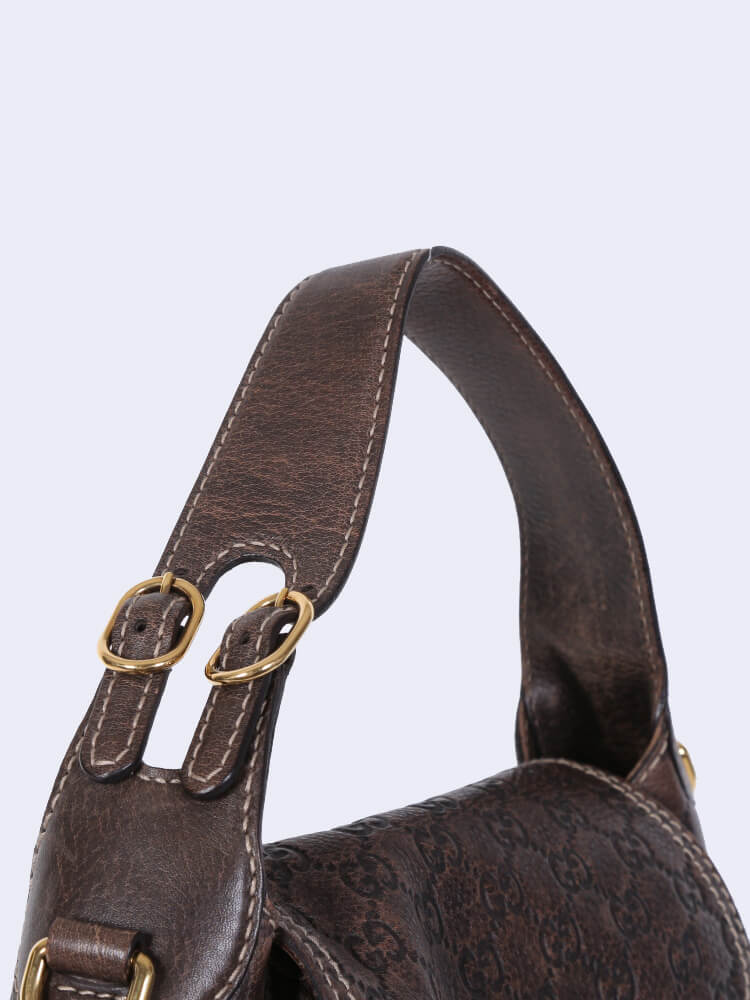Gucci Brown Guccissima Leather Large Horsebit Creole Hobo Bag