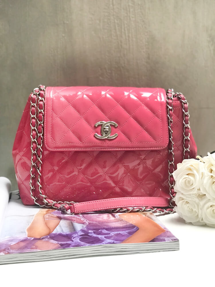 Chanel - Coco Shine Accordion Large Flap Bag Pink 