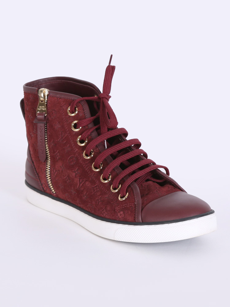 ✓ Louis Vuitton Fastball high sneaker nubuck red sole 7 LV 8 US 41 EU  MS0133 *