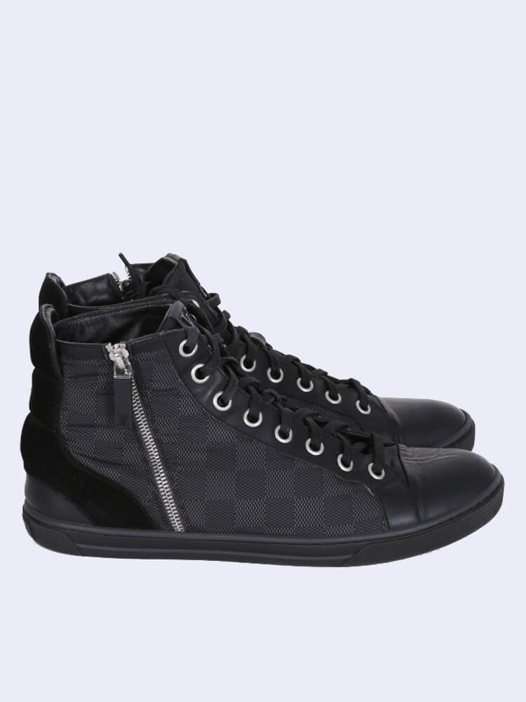 Louis Vuitton Damier Graphite Nylon And Leather Offshore High Top Sneakers  Size 44 Louis Vuitton