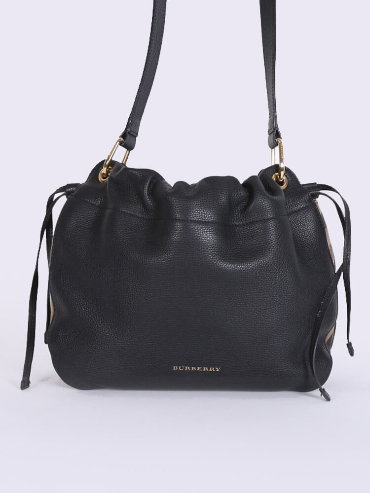 Burberry Grainy Leather House Check Crossbody Bag Black www