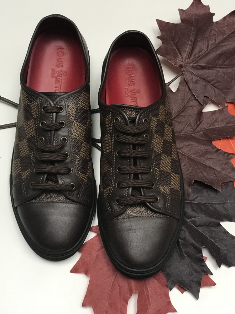 Louis Vuitton Damier Ebene Canvas and Leather Sneakers Size 42.5 Louis  Vuitton