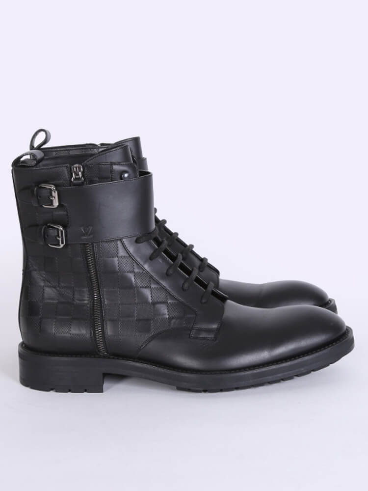 Louis Vuitton, Shoes, Louis Vuitton Mens Black Damier Leather Ankle Boots  Size 7
