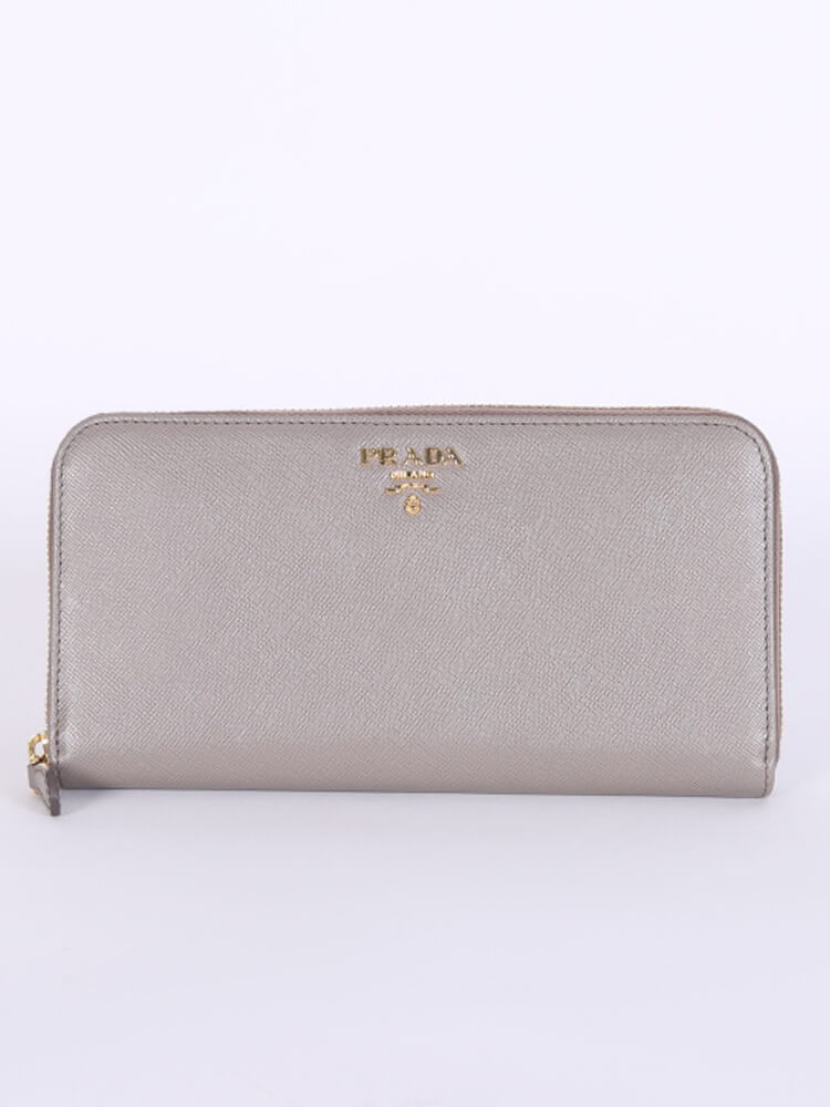 prada saffiano wallet grey