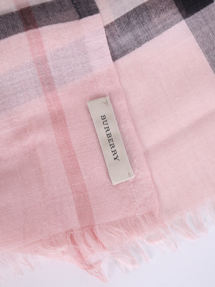 Burberry Lightweight Check Wool Silk Scarf in Pink