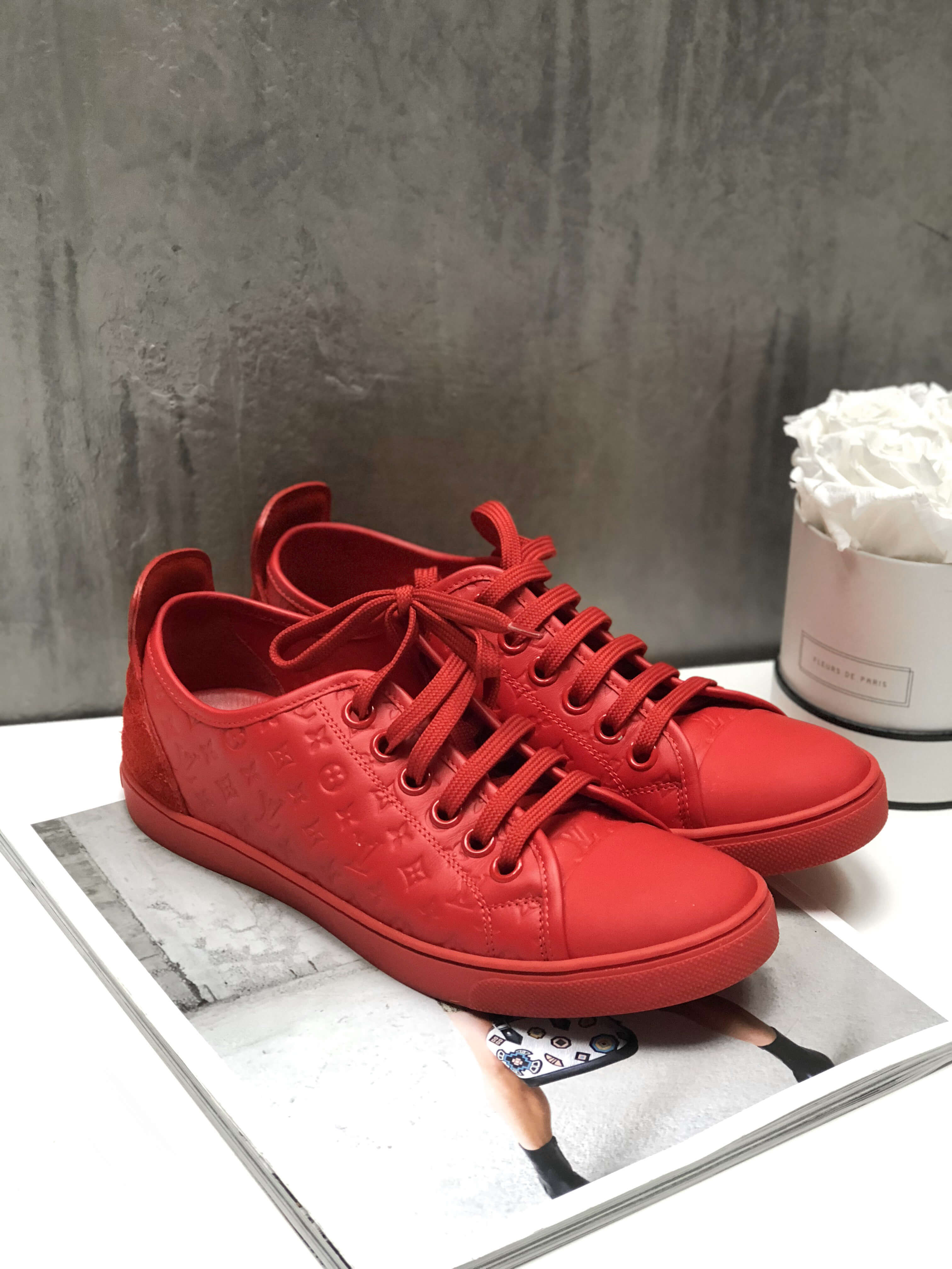 Louis Vuitton Women's Stellar Sneakers Limited Edition Since 1854 Monogram  Jacquard and Leather Red 1691382
