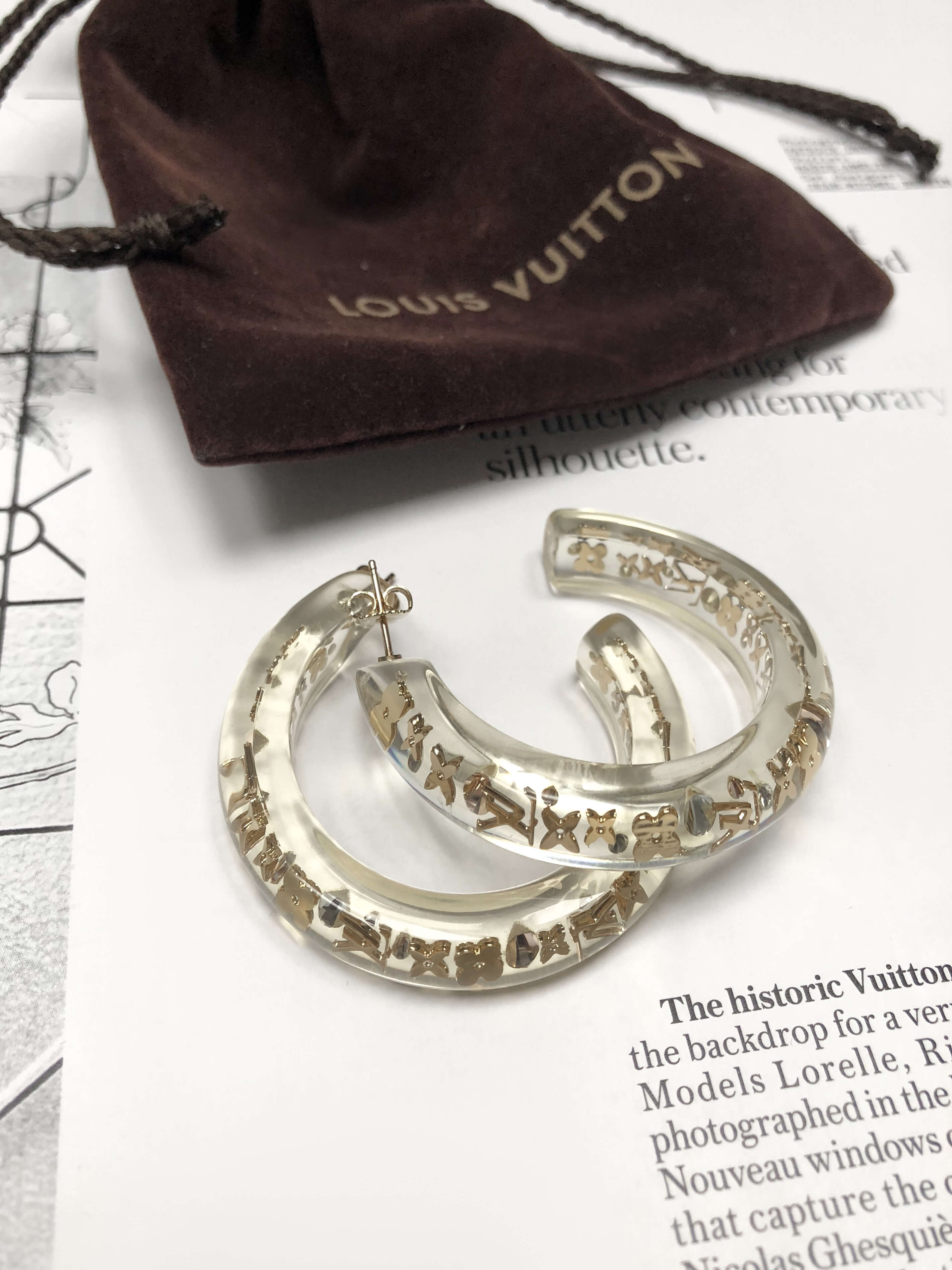 LOUIS VUITTON Resin Bubbles Inclusion Earrings Transparent 1248553