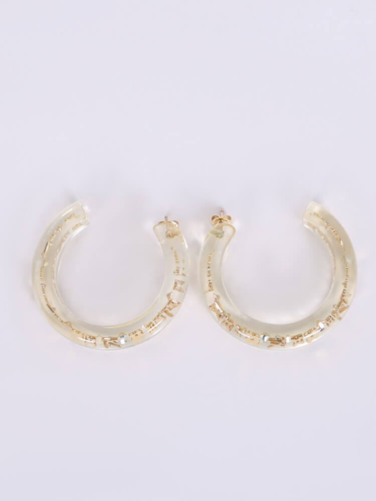 Louis Vuitton Inclusion Hoop Earrings Resin with Crystals Gold 1271364