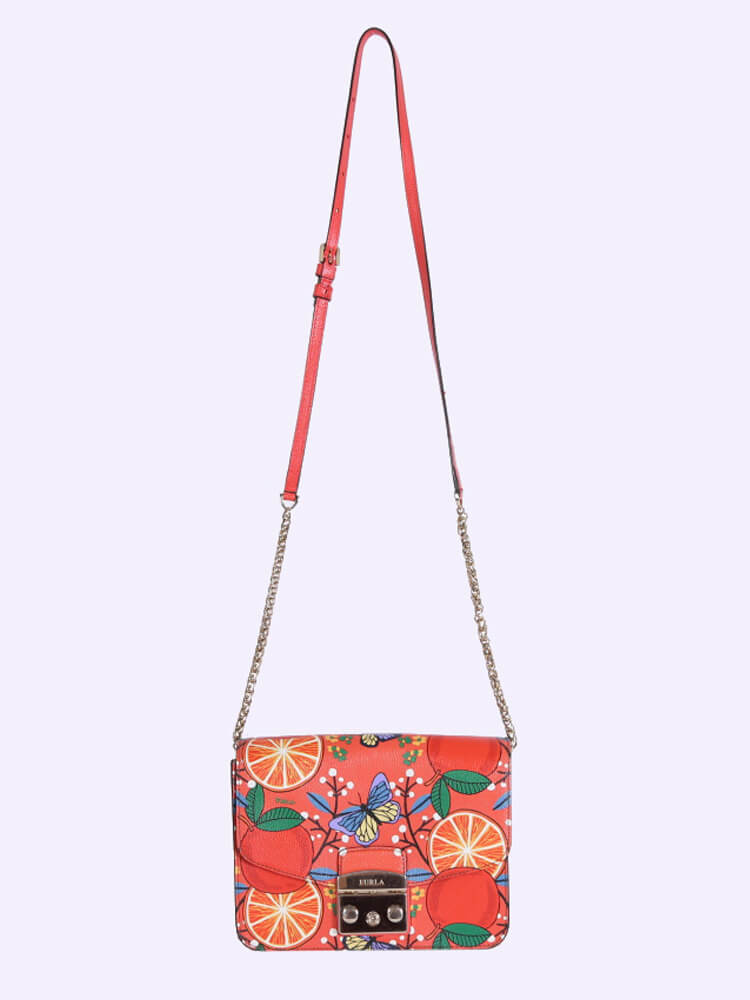 Furla Metropolis Orange Print Crossbody Bag www.luxurybags.eu