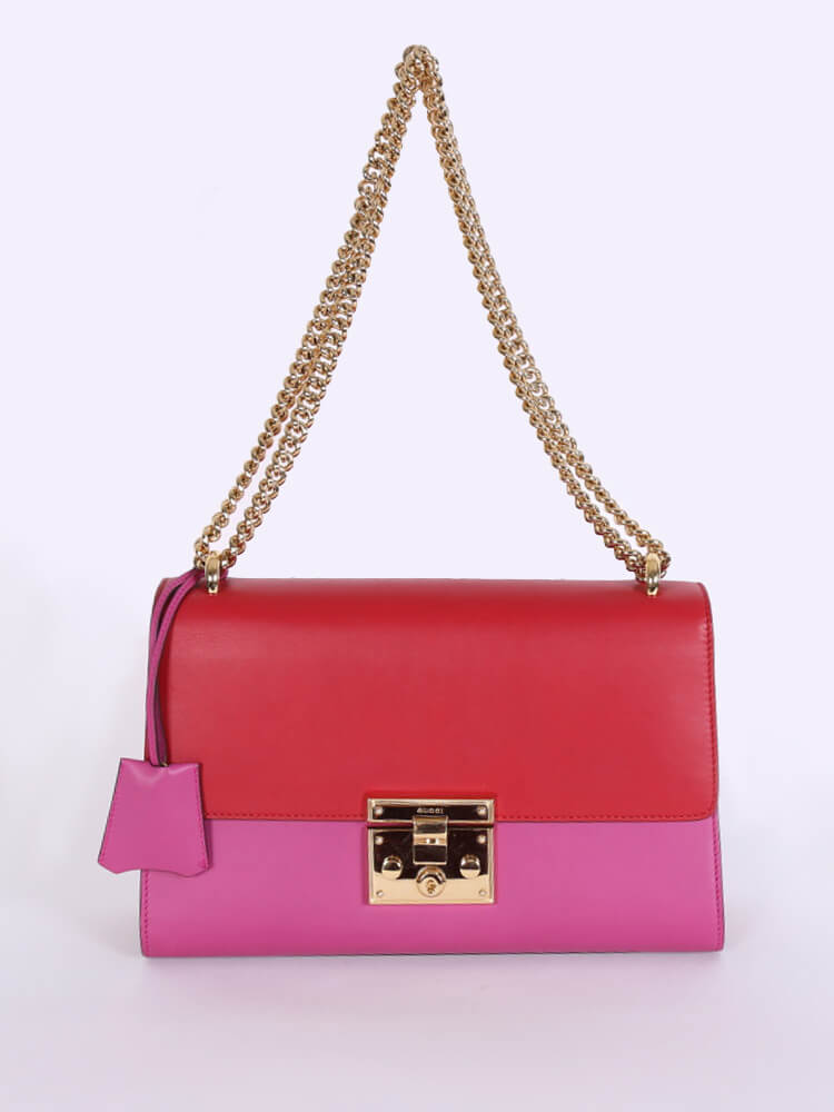 Gucci Padlock Medium Leather Shoulder Bag Red Pink www