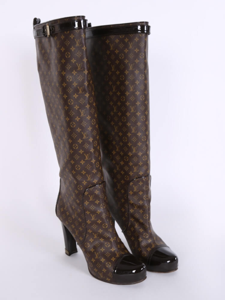 Louis Vuitton - Idol Monogram Canvas Heel High Boots Brown 38,5
