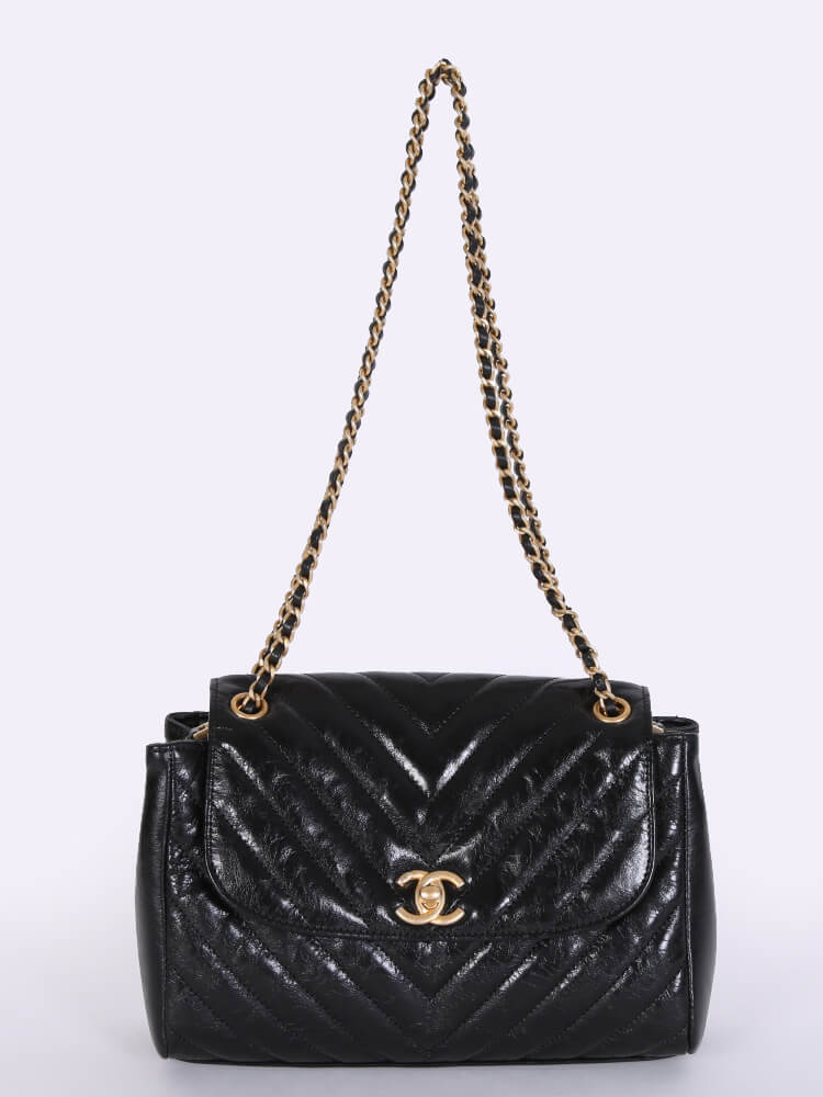 Chanel - Aged Lambskin Flap Bag Noir 