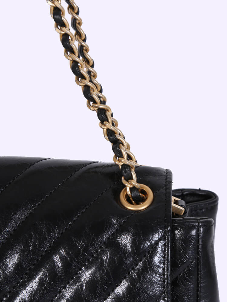 Chanel - Aged Lambskin Flap Bag Noir 